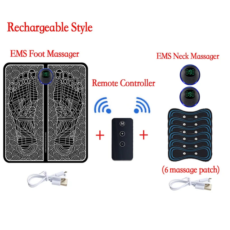 Smart Electric Foot Massager Pad Foldable EMS Muscle Stimulation Massage Mat Improve Blood Circulation Relief Pain Relax Feet